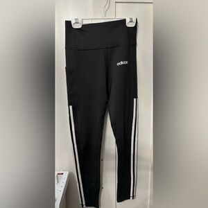Adidas Kids Black Joggers with White Stripes